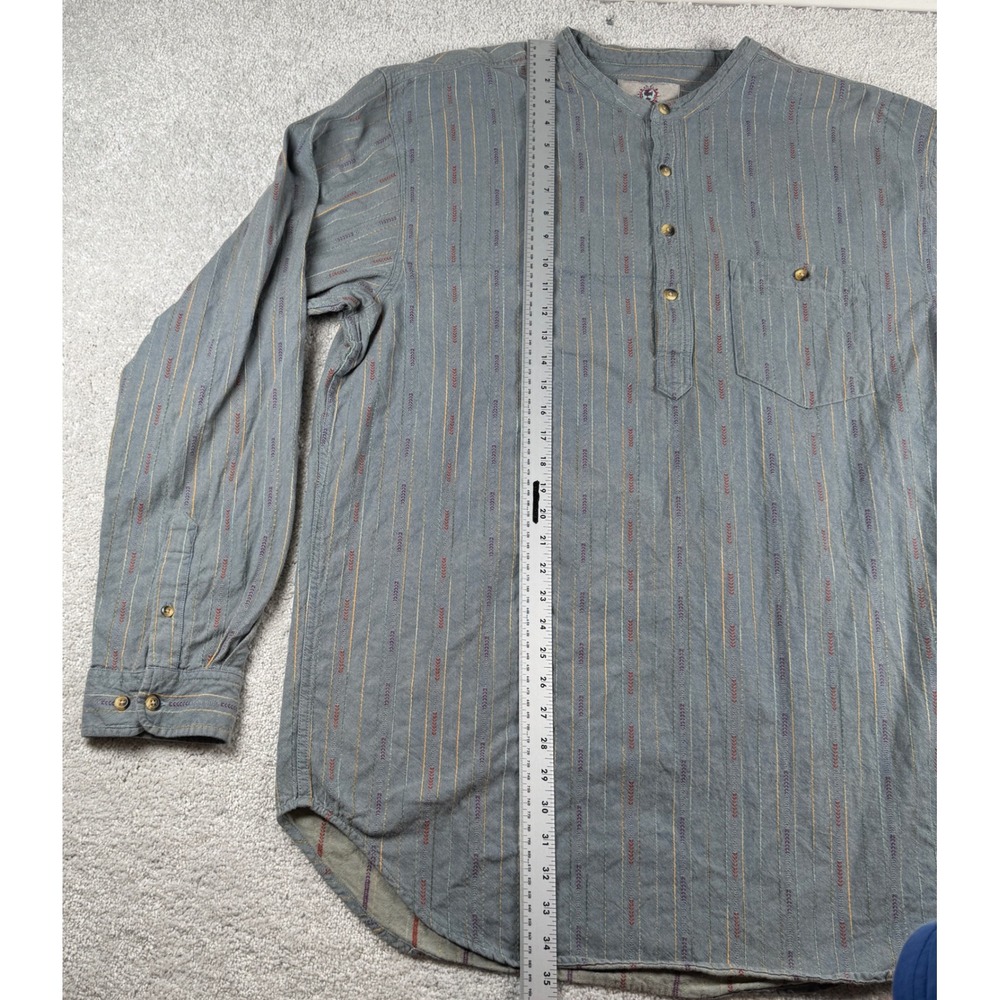 The Territory Ahead Henley Shirt Mens XXLT Blue Striped Grandad Collar XXL Tall - Picture 5 of 10